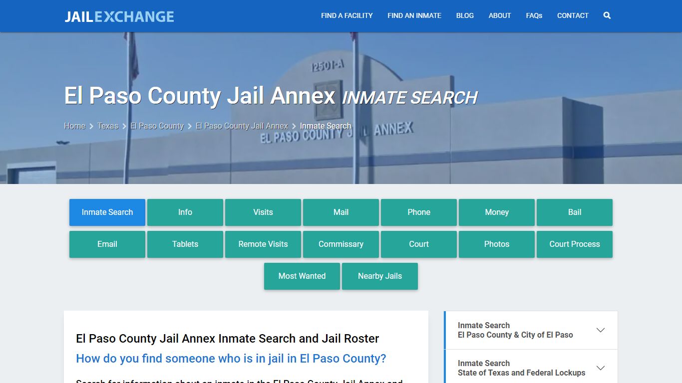 Inmate Search: Roster & Mugshots - El Paso County Jail Annex, TX